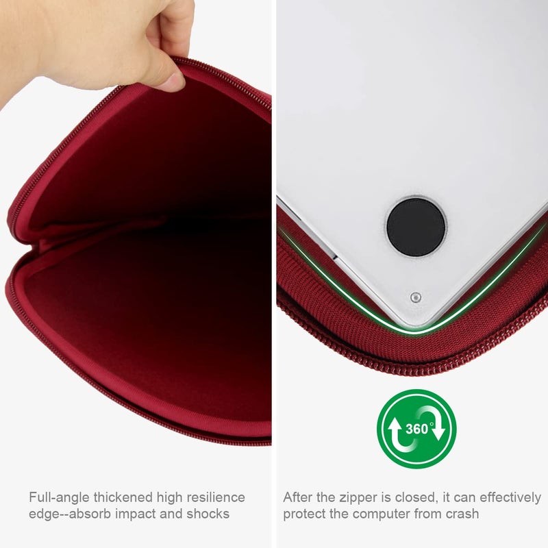 Arvok 13 13.3 14 Inch Laptop Sleeve Case for MacBook Pro/MacBook Air 13-14 inch, Water-Resistant Notebook Chromebook Computer Pouch, Carrying Bag Cover for HP/Dell/Lenovo/Asus/Acer, Wine Red - Image 3